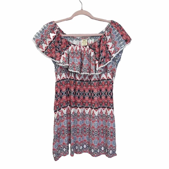 Off THE Shoulder Multi-Color Sz. XXL Boho Spring Blouse Prairie Peasant‎ Womens - Picture 1 of 7